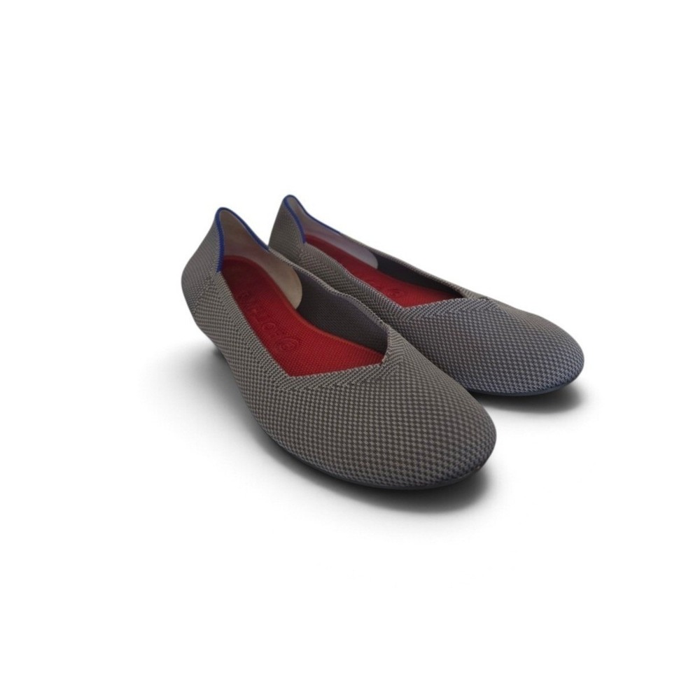 Rothys Gray Old Toe Ballet Flats sz 10 Old Money Preppy Minimalist Quiet Luxury